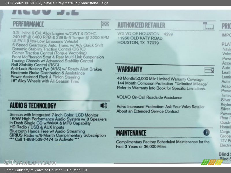 Saville Grey Metallic / Sandstone Beige 2014 Volvo XC60 3.2