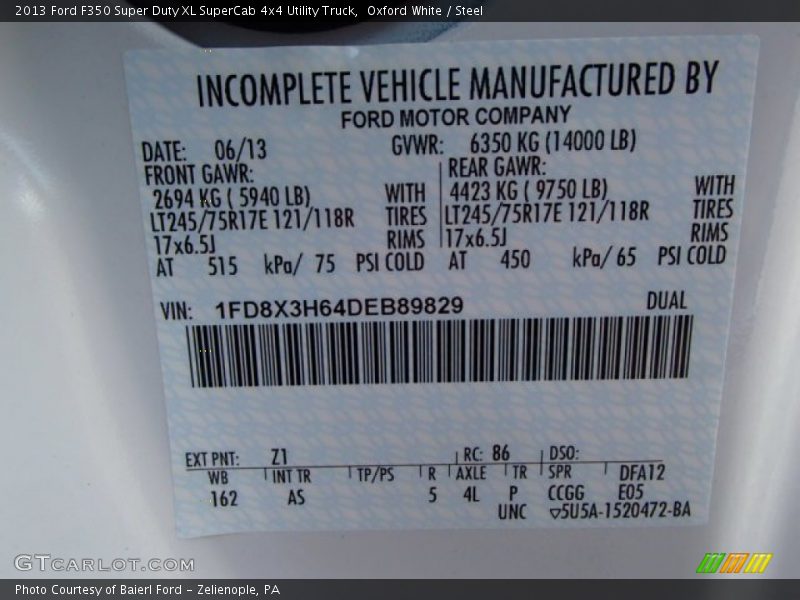 Oxford White / Steel 2013 Ford F350 Super Duty XL SuperCab 4x4 Utility Truck