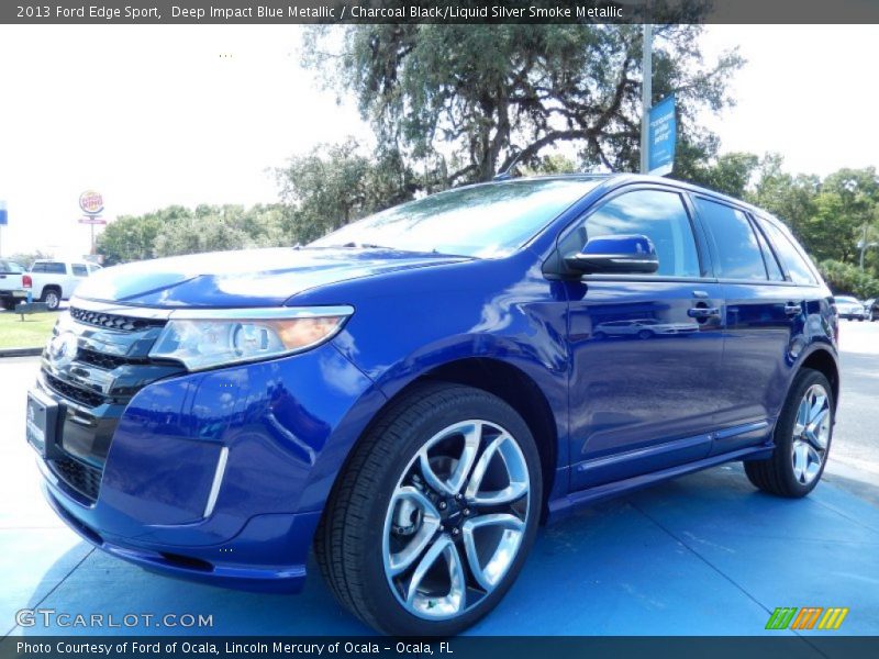 Deep Impact Blue Metallic / Charcoal Black/Liquid Silver Smoke Metallic 2013 Ford Edge Sport