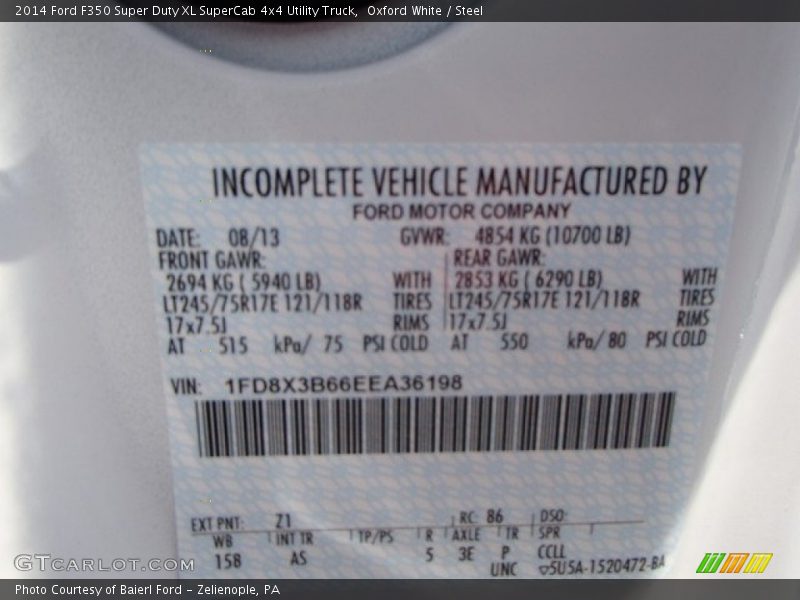 Oxford White / Steel 2014 Ford F350 Super Duty XL SuperCab 4x4 Utility Truck