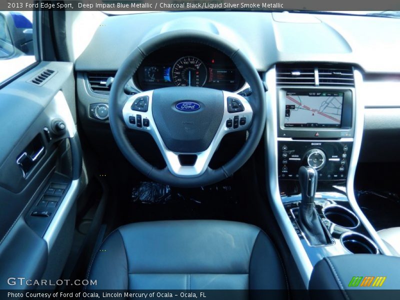 Deep Impact Blue Metallic / Charcoal Black/Liquid Silver Smoke Metallic 2013 Ford Edge Sport