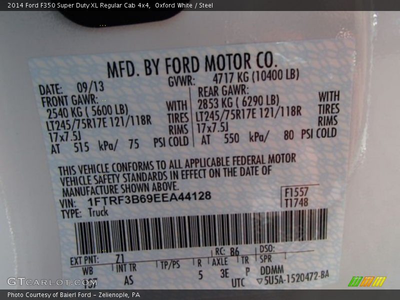 Oxford White / Steel 2014 Ford F350 Super Duty XL Regular Cab 4x4