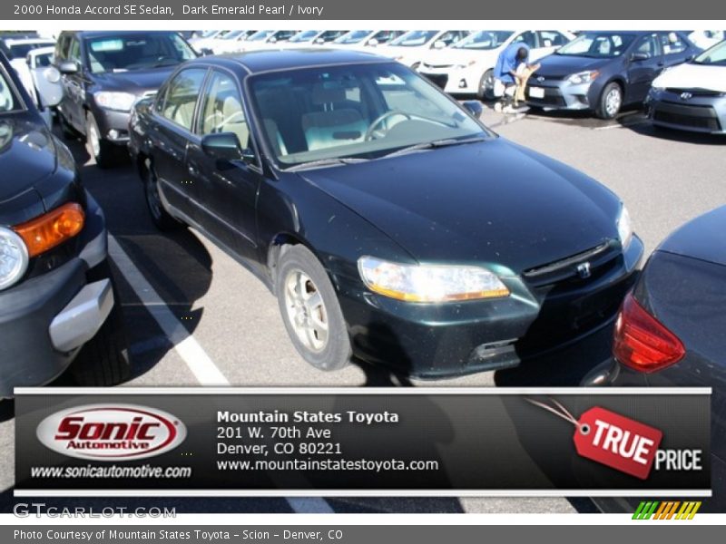 Dark Emerald Pearl / Ivory 2000 Honda Accord SE Sedan