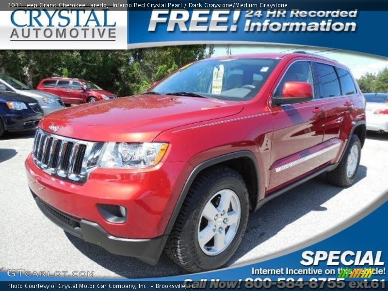 Inferno Red Crystal Pearl / Dark Graystone/Medium Graystone 2011 Jeep Grand Cherokee Laredo