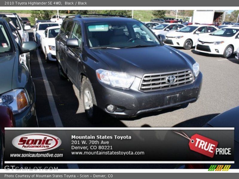 Black / Black 2010 Toyota Highlander SE 4WD