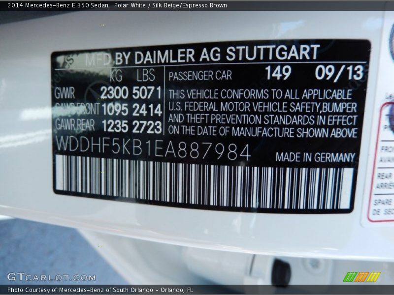 Polar White / Silk Beige/Espresso Brown 2014 Mercedes-Benz E 350 Sedan