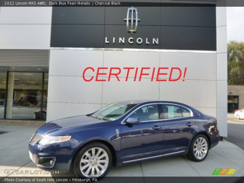 Dark Blue Pearl Metallic / Charcoal Black 2012 Lincoln MKS AWD