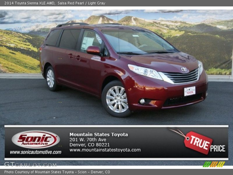 Salsa Red Pearl / Light Gray 2014 Toyota Sienna XLE AWD