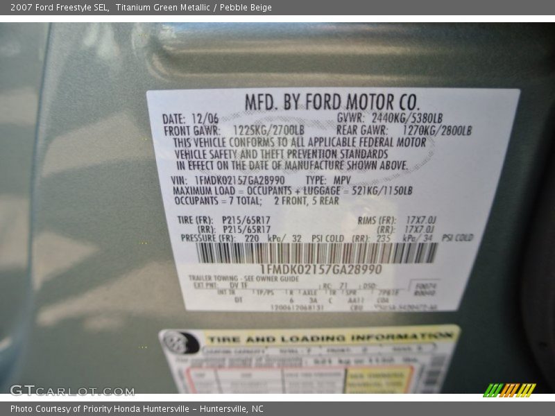 Titanium Green Metallic / Pebble Beige 2007 Ford Freestyle SEL