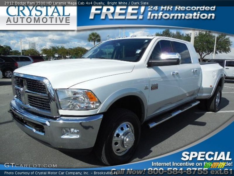 Bright White / Dark Slate 2012 Dodge Ram 3500 HD Laramie Mega Cab 4x4 Dually