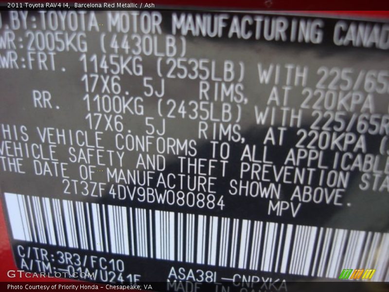 Barcelona Red Metallic / Ash 2011 Toyota RAV4 I4