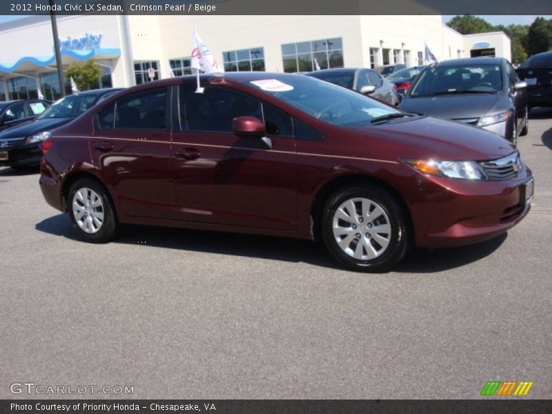 Crimson Pearl / Beige 2012 Honda Civic LX Sedan