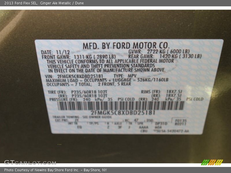 Ginger Ale Metallic / Dune 2013 Ford Flex SEL