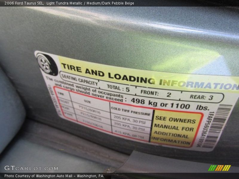 Light Tundra Metallic / Medium/Dark Pebble Beige 2006 Ford Taurus SEL