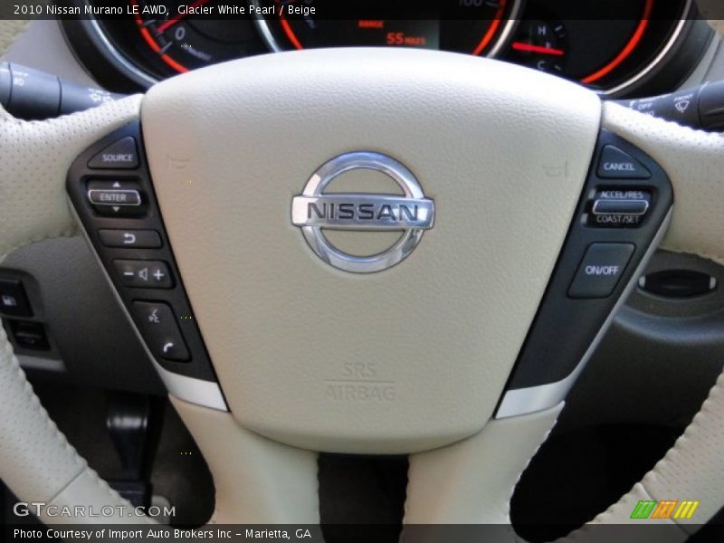 Glacier White Pearl / Beige 2010 Nissan Murano LE AWD