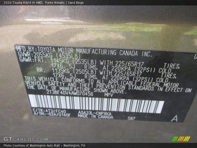Pyrite Metallic / Sand Beige 2010 Toyota RAV4 I4 4WD