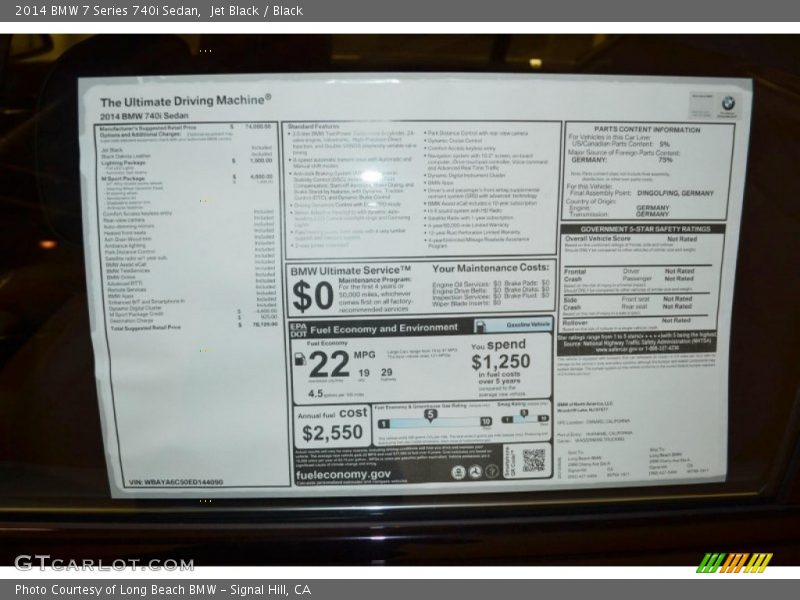Jet Black / Black 2014 BMW 7 Series 740i Sedan