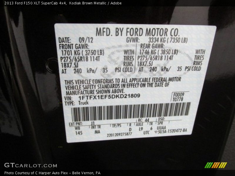 Kodiak Brown Metallic / Adobe 2013 Ford F150 XLT SuperCab 4x4