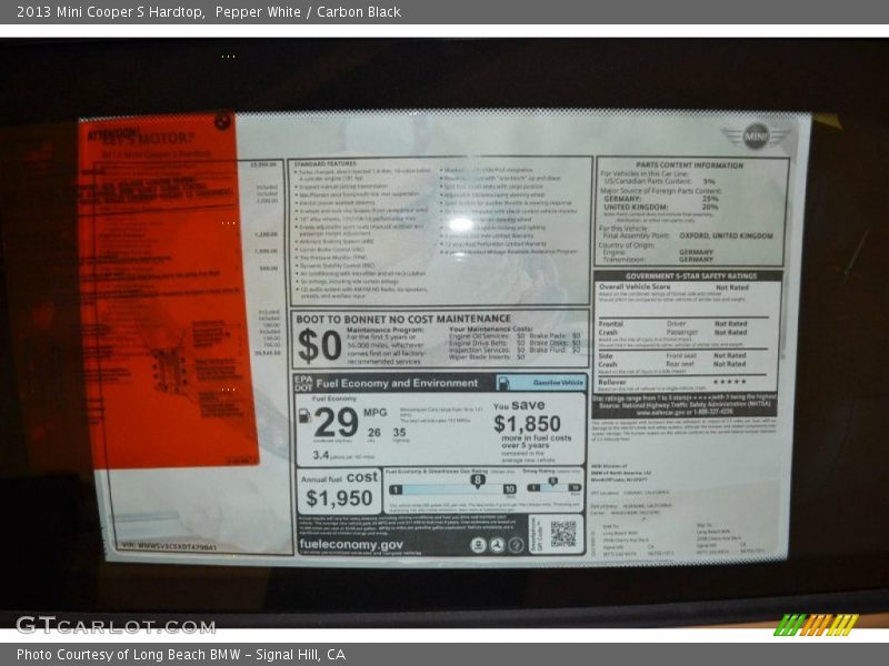 Pepper White / Carbon Black 2013 Mini Cooper S Hardtop