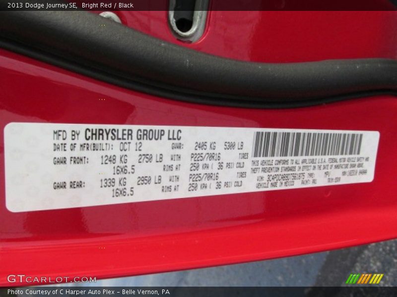 Bright Red / Black 2013 Dodge Journey SE