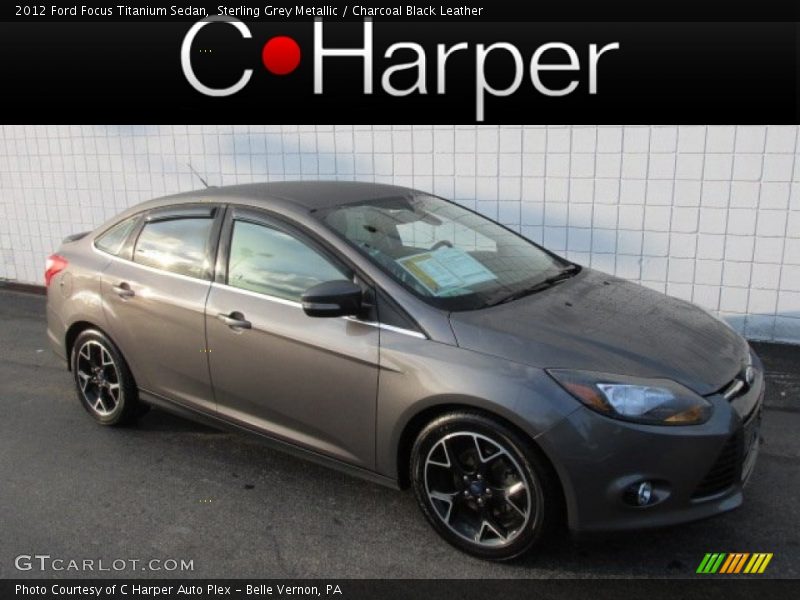 Sterling Grey Metallic / Charcoal Black Leather 2012 Ford Focus Titanium Sedan