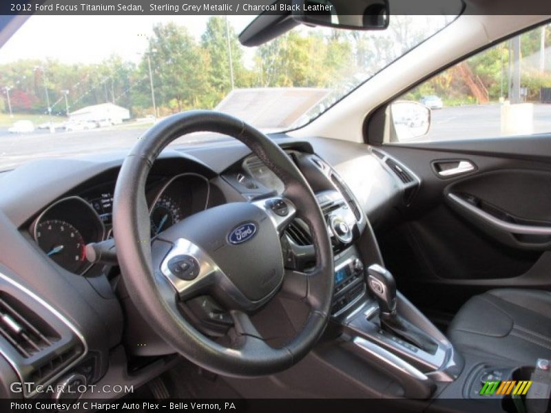Sterling Grey Metallic / Charcoal Black Leather 2012 Ford Focus Titanium Sedan