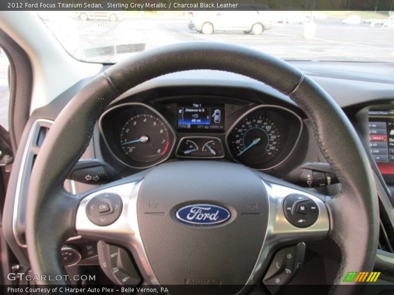 Sterling Grey Metallic / Charcoal Black Leather 2012 Ford Focus Titanium Sedan
