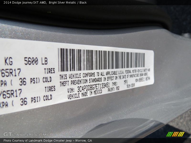 Bright Silver Metallic / Black 2014 Dodge Journey SXT AWD