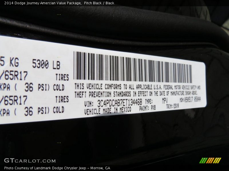 Pitch Black / Black 2014 Dodge Journey Amercian Value Package