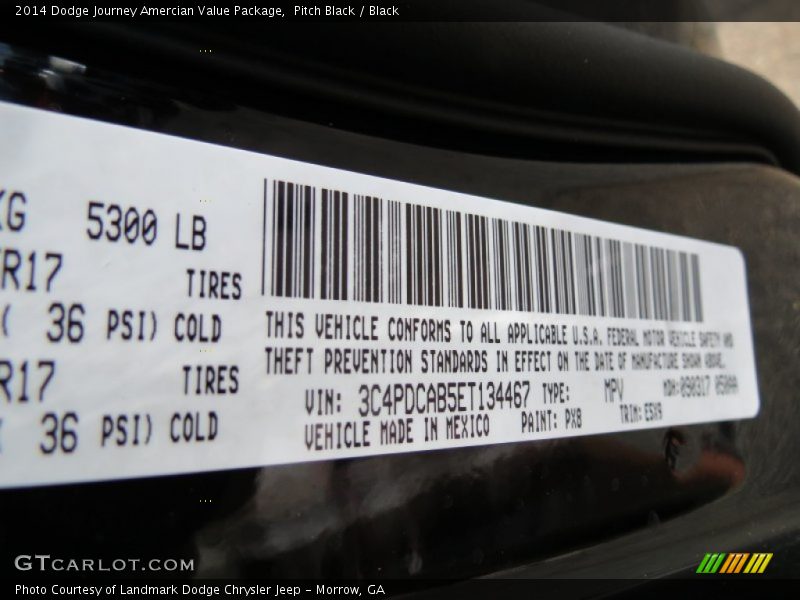 Pitch Black / Black 2014 Dodge Journey Amercian Value Package
