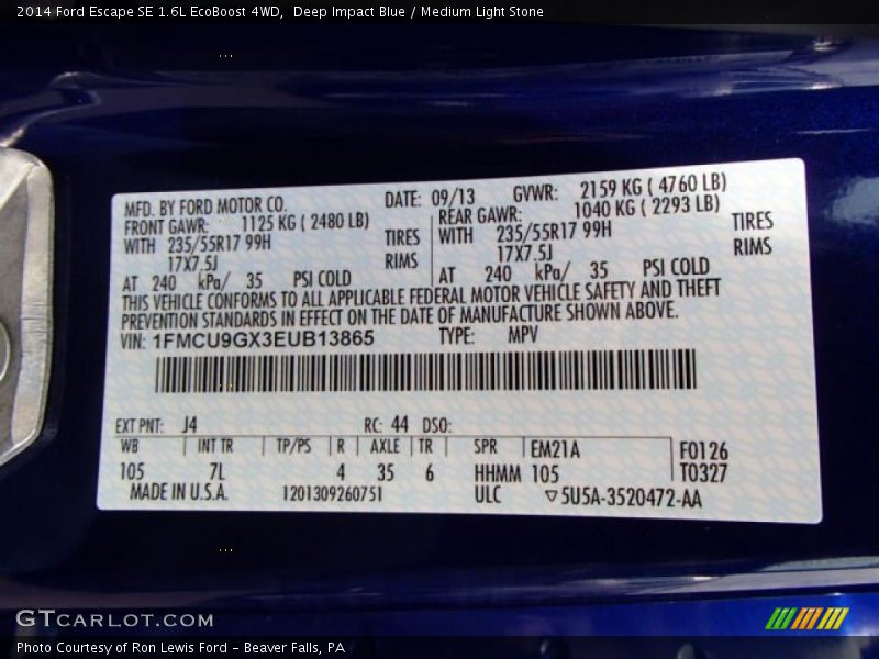 Deep Impact Blue / Medium Light Stone 2014 Ford Escape SE 1.6L EcoBoost 4WD