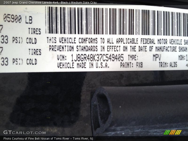 Black / Medium Slate Gray 2007 Jeep Grand Cherokee Laredo 4x4