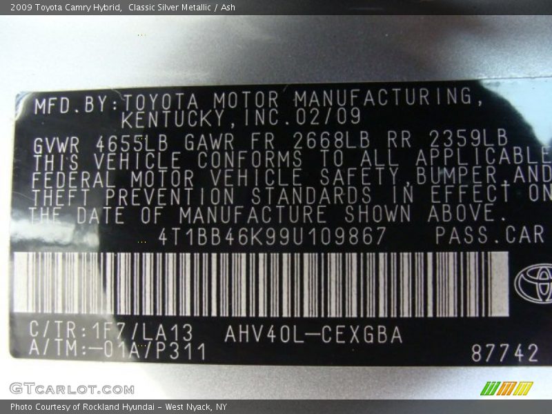 Classic Silver Metallic / Ash 2009 Toyota Camry Hybrid