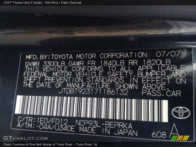 Flint Mica / Dark Charcoal 2007 Toyota Yaris S Sedan