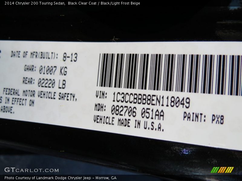 Black Clear Coat / Black/Light Frost Beige 2014 Chrysler 200 Touring Sedan