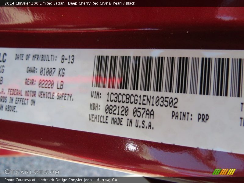 Deep Cherry Red Crystal Pearl / Black 2014 Chrysler 200 Limited Sedan