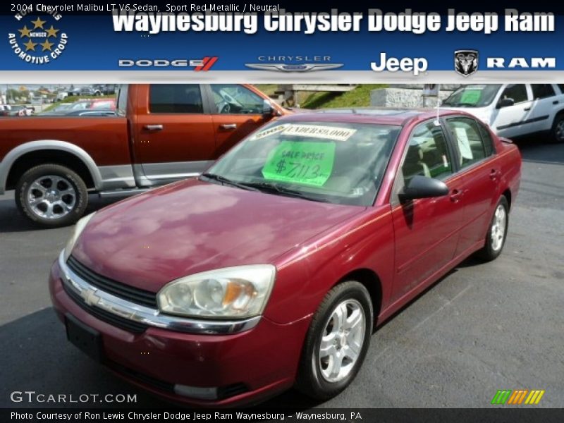Sport Red Metallic / Neutral 2004 Chevrolet Malibu LT V6 Sedan