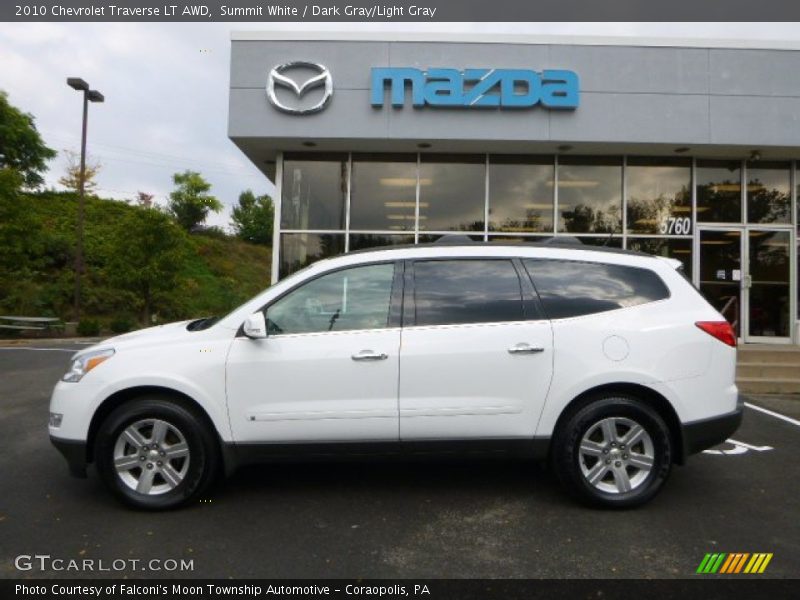Summit White / Dark Gray/Light Gray 2010 Chevrolet Traverse LT AWD