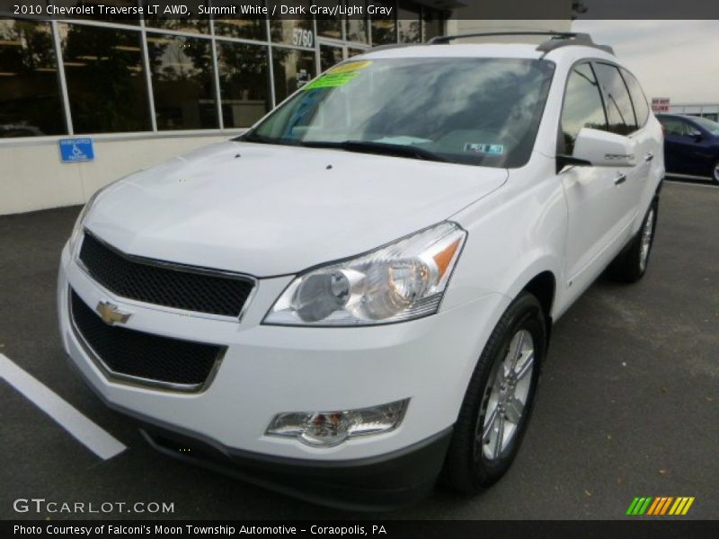Summit White / Dark Gray/Light Gray 2010 Chevrolet Traverse LT AWD