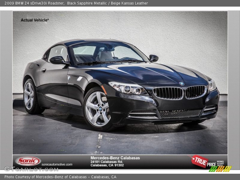 Black Sapphire Metallic / Beige Kansas Leather 2009 BMW Z4 sDrive30i Roadster