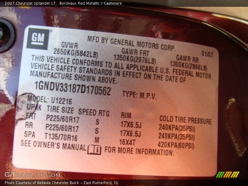 Bordeaux Red Metallic / Cashmere 2007 Chevrolet Uplander LT