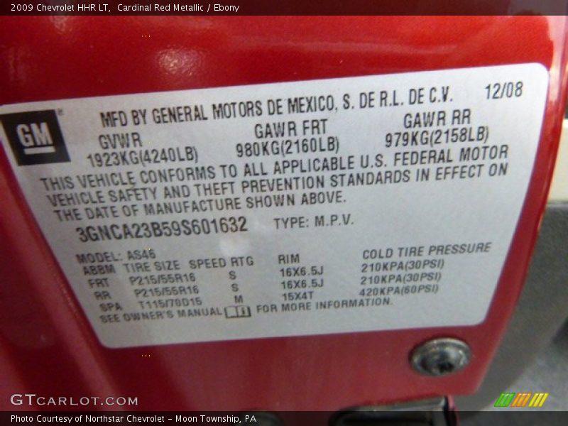 Cardinal Red Metallic / Ebony 2009 Chevrolet HHR LT