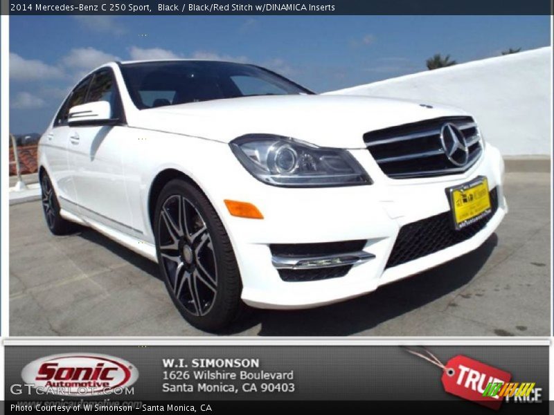 Black / Black/Red Stitch w/DINAMICA Inserts 2014 Mercedes-Benz C 250 Sport