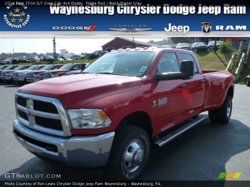 Flame Red / Black/Diesel Gray 2014 Ram 3500 SLT Crew Cab 4x4 Dually