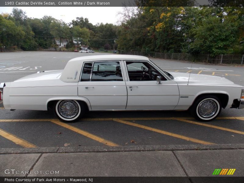 Cotillion White / Dark Maroon 1983 Cadillac DeVille Sedan