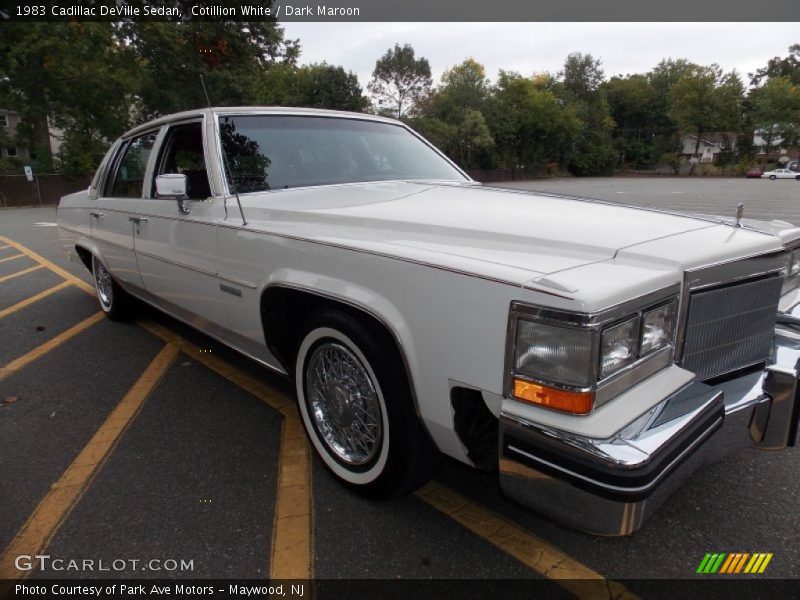 Cotillion White / Dark Maroon 1983 Cadillac DeVille Sedan