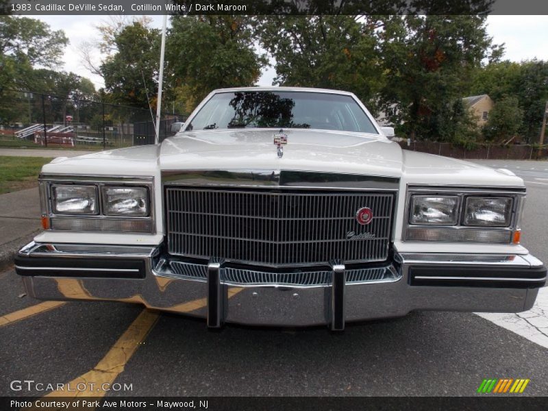 Cotillion White / Dark Maroon 1983 Cadillac DeVille Sedan