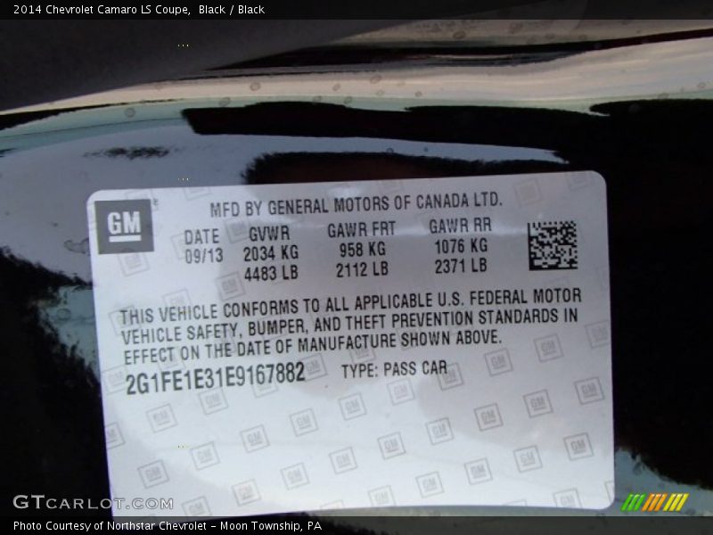 Black / Black 2014 Chevrolet Camaro LS Coupe