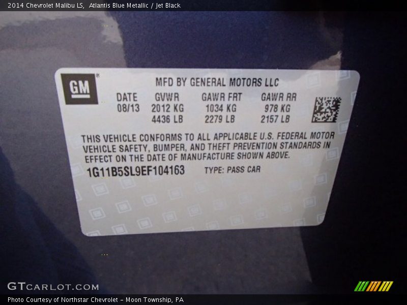 Atlantis Blue Metallic / Jet Black 2014 Chevrolet Malibu LS