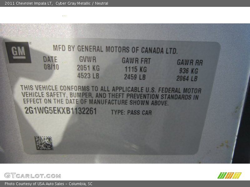 Cyber Gray Metallic / Neutral 2011 Chevrolet Impala LT